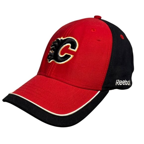 Reebok NHL Calgary Flames Hat Red & Black Adjustable Cap - Picture 1 of 8
